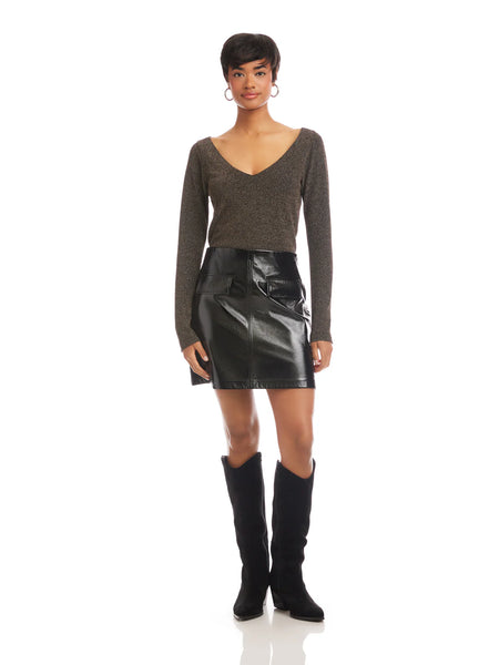 Britney Faux Patent Leather Mini Skirt - Black