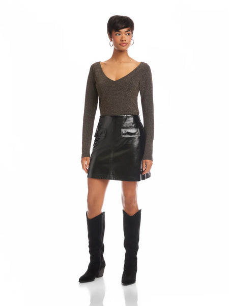 Britney Faux Patent Leather Mini Skirt - Black