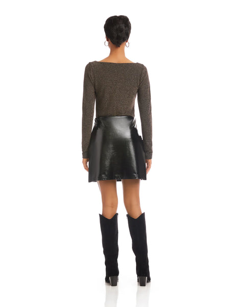 Britney Faux Patent Leather Mini Skirt - Black