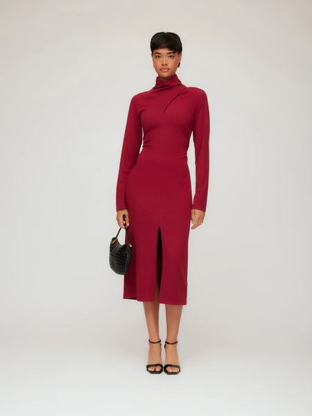 Tasha Turtleneck Midi Dress - Brick