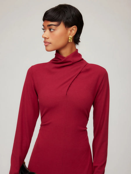 Tasha Turtleneck Midi Dress - Brick