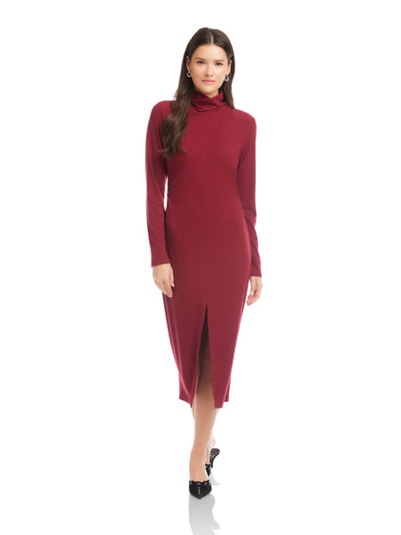 Tasha Turtleneck Midi Dress - Brick