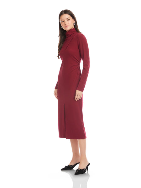 Tasha Turtleneck Midi Dress - Brick