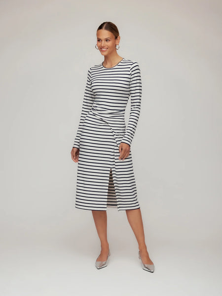 Sadie Side Drape Dress - Stripe