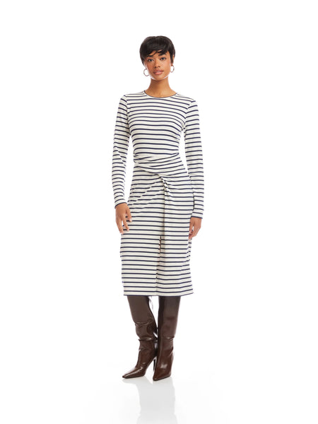 Sadie Side Drape Dress - Stripe