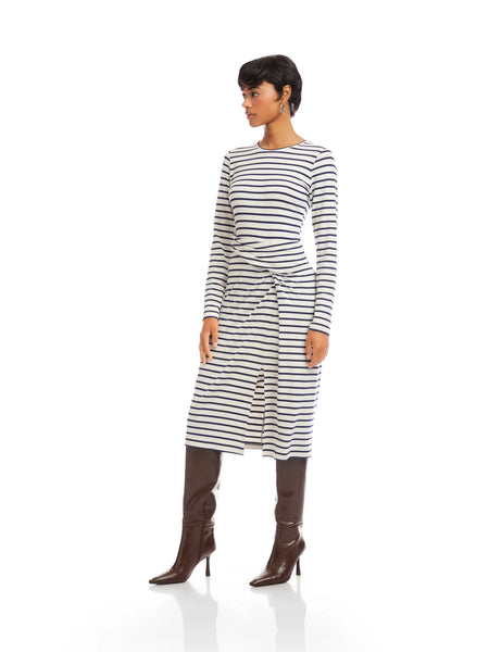 Sadie Side Drape Dress - Stripe