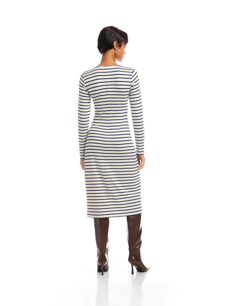 Sadie Side Drape Dress - Stripe