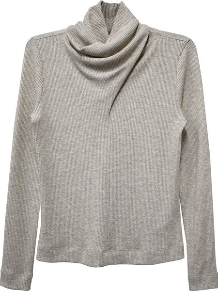 Turtleneck Top - Oatmeal With Silver