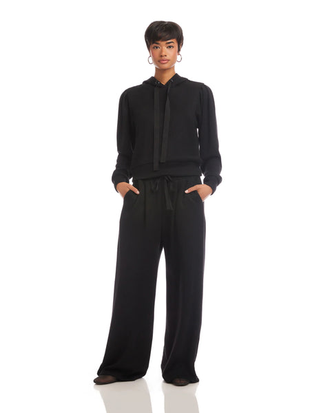 Nyri Pleat Sleeve Hoodie - Black