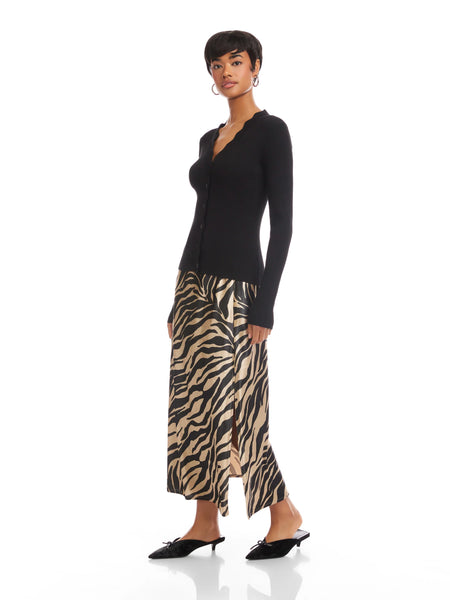 Bliss Scallop Edge Cardigan - Black