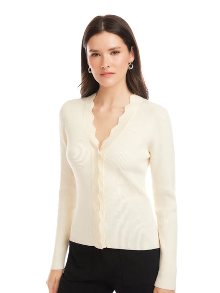 Bliss Scallop Edge Cardigan - Cream