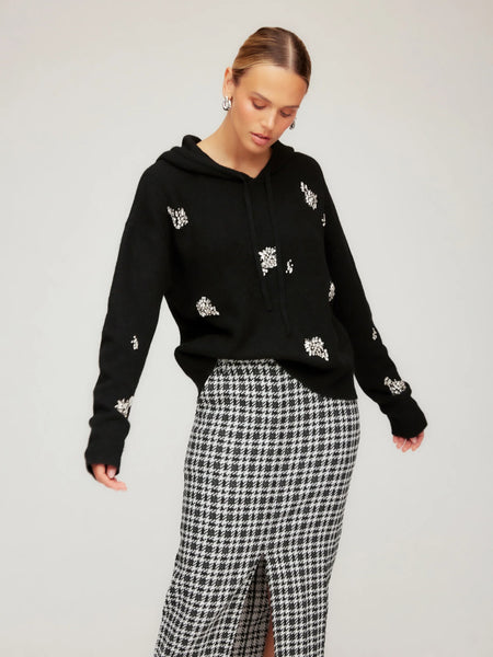 Krystal Embellished Hoodie - Black