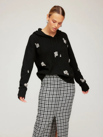 Krystal Embellished Hoodie - Black