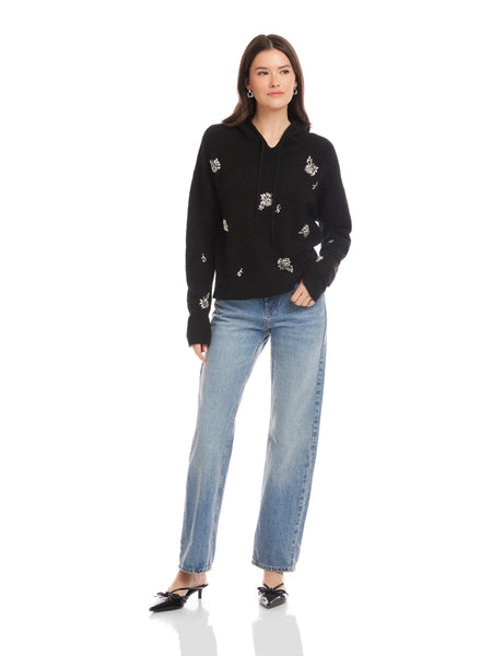 Krystal Embellished Hoodie - Black