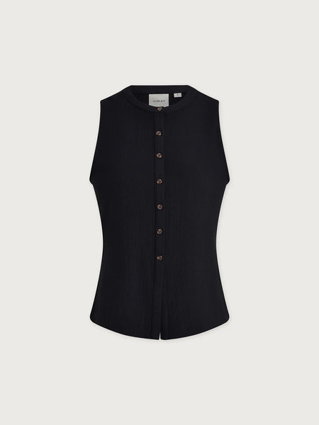 Latia Button Through Tank - Black