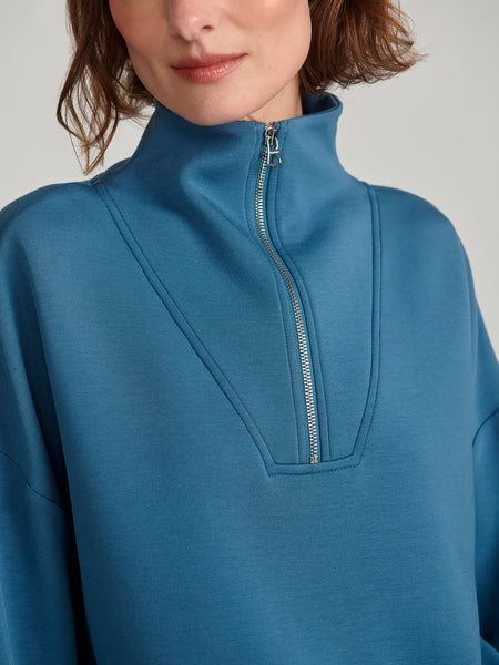 Hawley Half Zip Sweat - Mallard Blue