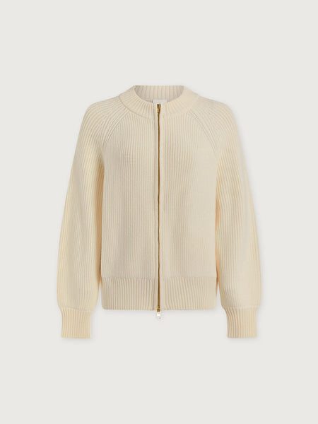 Milo Zip Through Knit Jacket - Egret