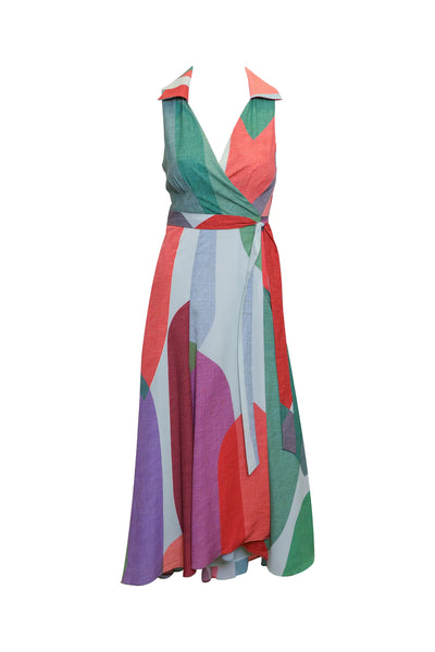 Vela Sleeveless Collared Wrap Dress - Multi