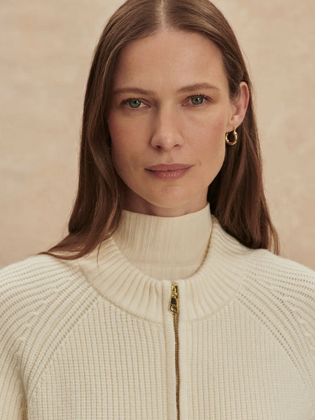 Milo Zip Through Knit Jacket - Egret