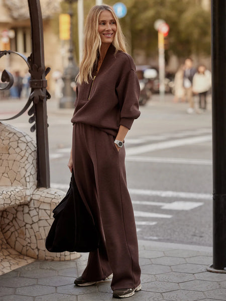 The Wide Leg Pant 30 - Coffee Bean Marl