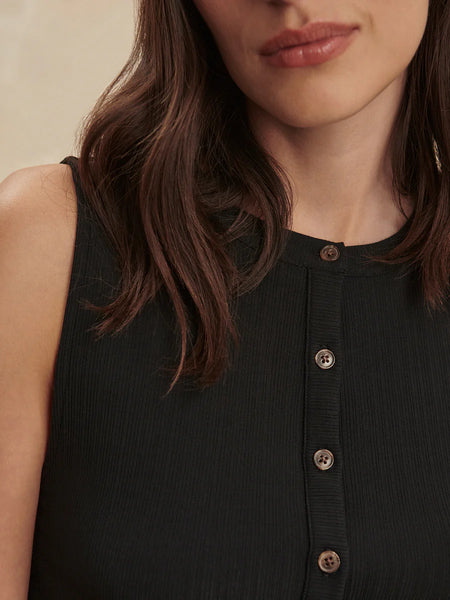Latia Button Through Tank - Black