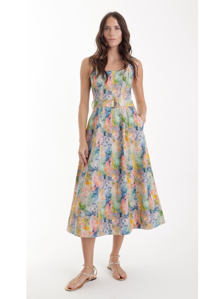 Zyra Print Denim Dress - Azura