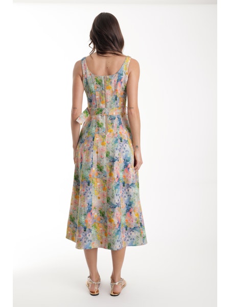 Zyra Print Denim Dress - Azura