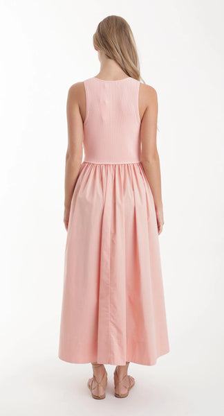 Ray Knit Combo Dress - Coral