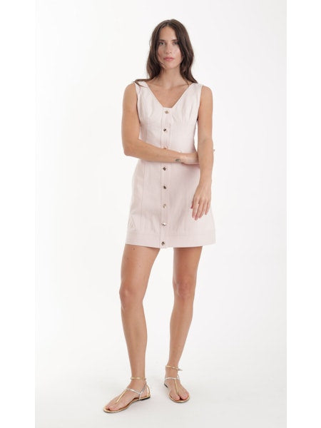Lune Solid Denim Mini Dress - Pastel Pink