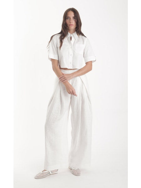 Noelle Poplin Top - White