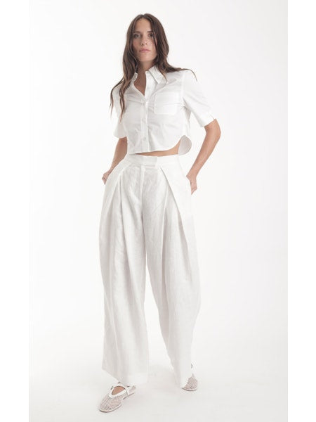 Noelle Poplin Top - White