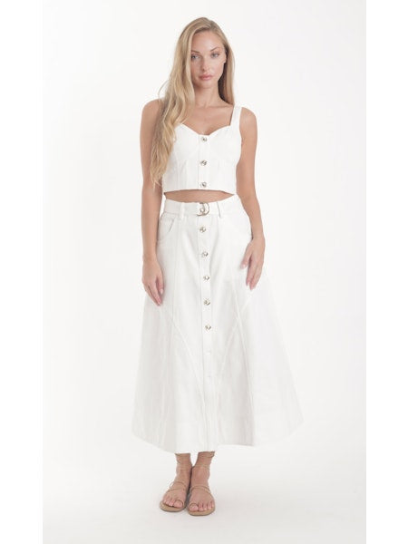 Saro Denim Skirt - White