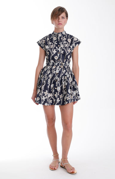 Zelle Embroidered Mini Dress - Navy Floral