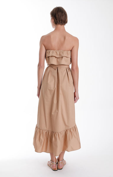 Priscilla Strapless Midi Dress - Khaki