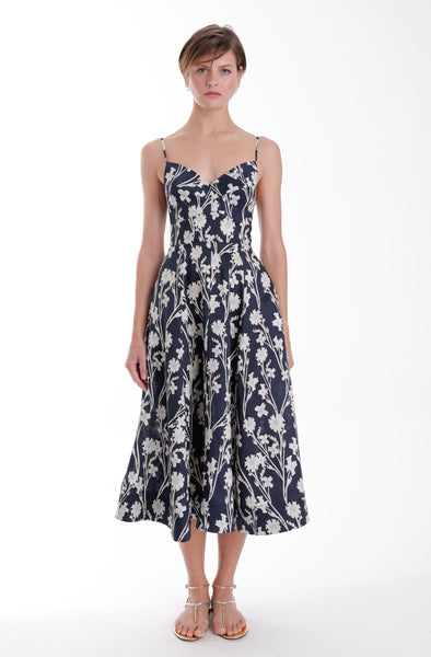 Winona Print Midi Dress - Navy Floral