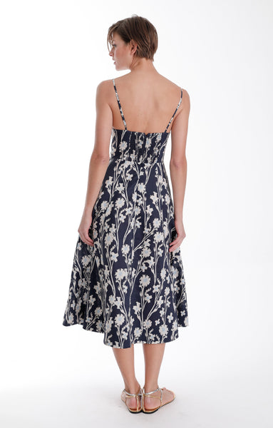 Winona Print Midi Dress - Navy Floral