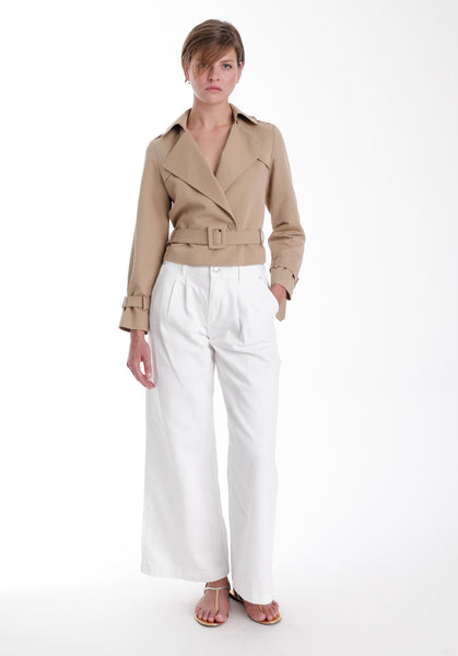 Priscilla Cropped Trench Jacket - Khaki