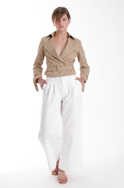 Priscilla Cropped Trench Jacket - Khaki