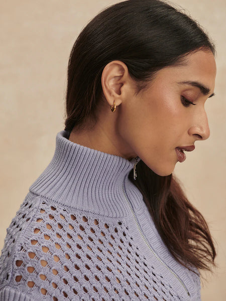 Gaines Half Zip Knit - Thistle Down