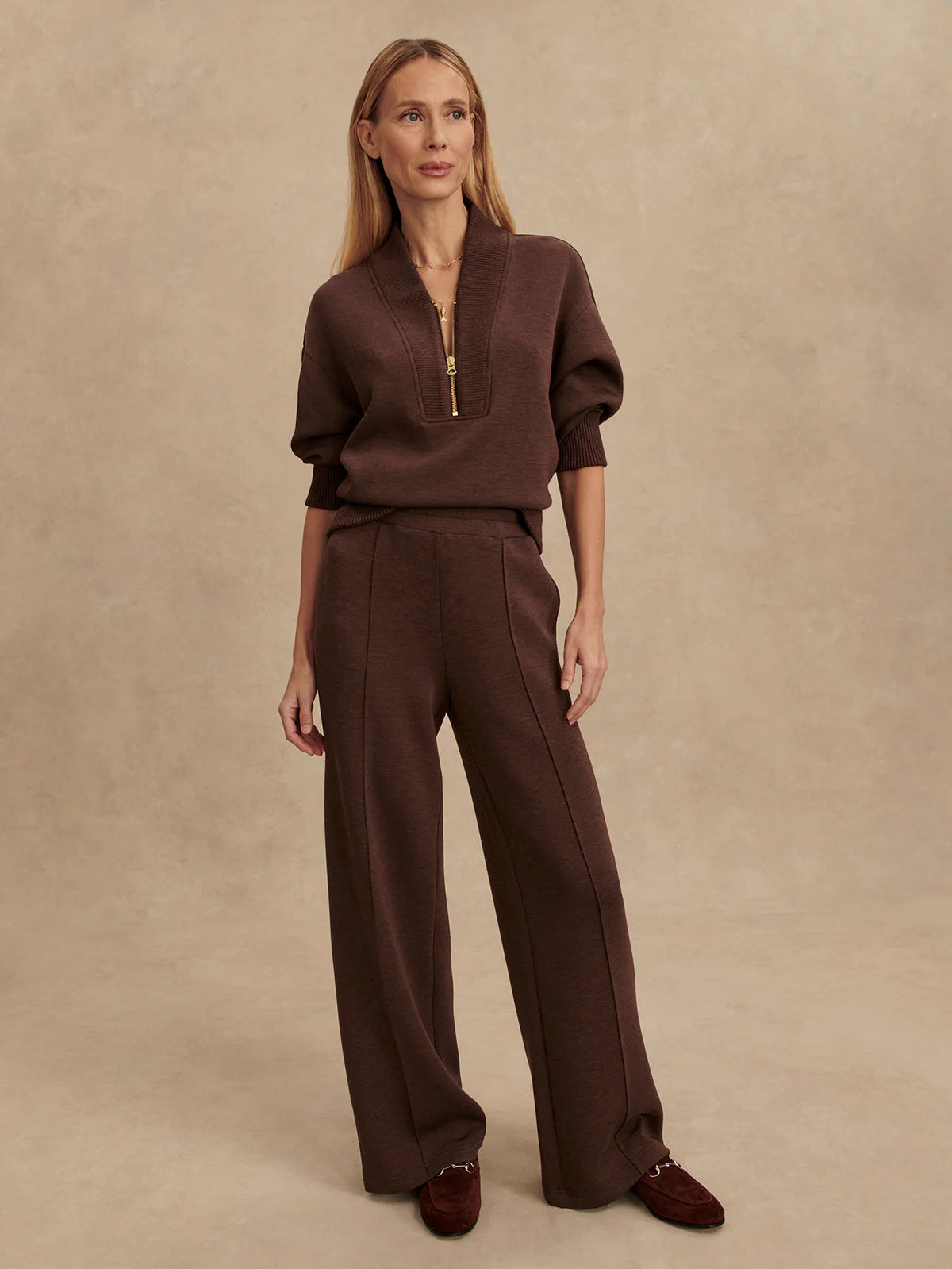 The Wide Leg Pant 30 - Coffee Bean Marl