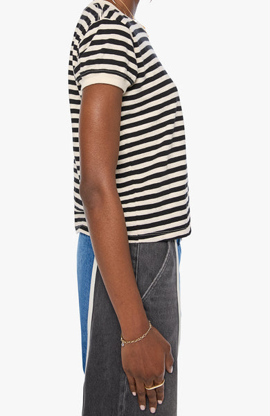 Boxy Goodie Goodie Tee - Black & Cream Stripe
