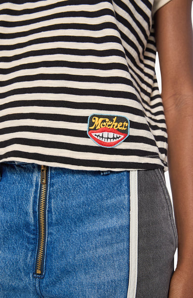 Boxy Goodie Goodie Tee - Black & Cream Stripe