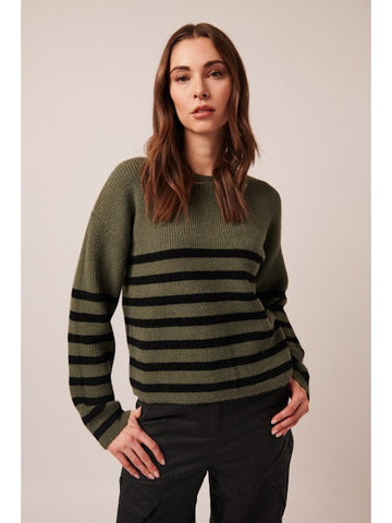 Stripe Crewneck Sweater - Sage Twist