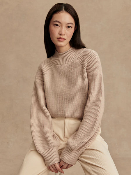 Martina High Neck Rib Knit - Cement