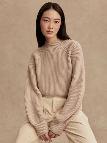 Martina High Neck Rib Knit - Cement