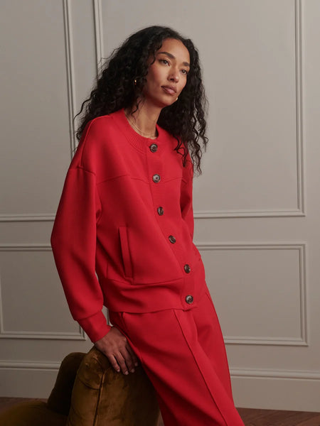 Olwen Button Front Sweat - Red Marl