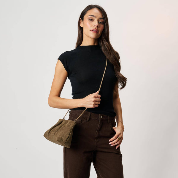 Elva Croco Clutch - Olive
