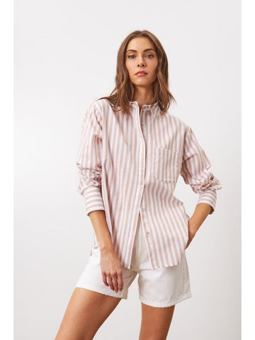 Maeve Button Down Top - Sepia Parasol