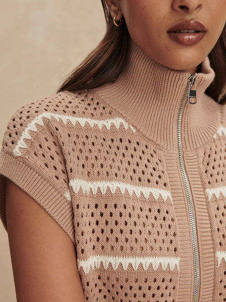Haney Zip Through Knit - Light Taupe