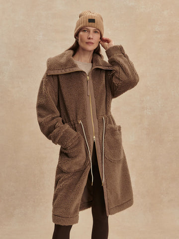 Logan Sherpa Coat - Ash Taupe